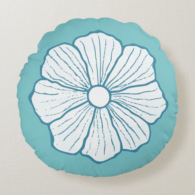 Turquoise Tropical Round Pillow (Front)