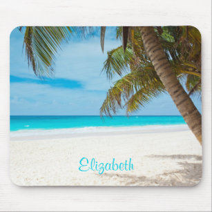 Turquoise Tropical Sandy Beach Personalised Mouse Mat