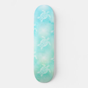 Turquoise Turtles Pattern Tropical Skateboard