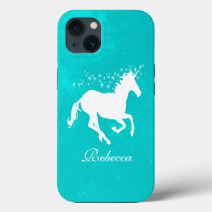 Turquoise Unicorn Personalised iPhone 13 Case