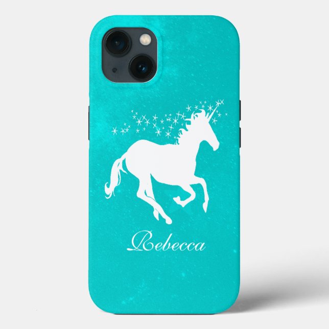 Turquoise Unicorn Personalised Case-Mate iPhone Case (Back)