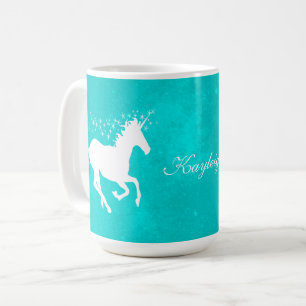Turquoise Unicorn Personalised Coffee Mug