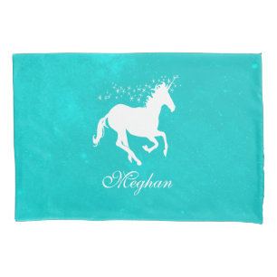 Turquoise Unicorn Personalised Pillowcase