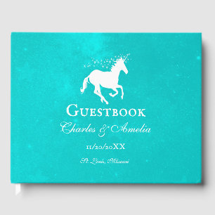 Turquoise Unicorn Wedding Guestbook
