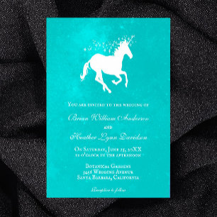 Turquoise Unicorn Wedding Invitation