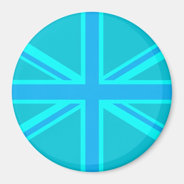 Turquoise Union Jack British Flag Design Magnet (Front)