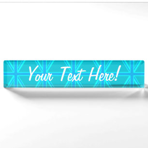 Turquoise Union Jack British Flag Design Nameplate
