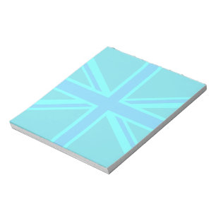 Turquoise Union Jack British Flag Design Notepad