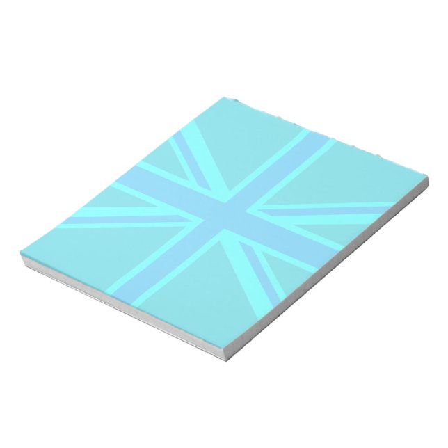 Turquoise Union Jack British Flag Design Notepad (Rotated)