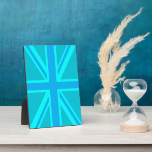 Turquoise Union Jack British Flag Design Plaque