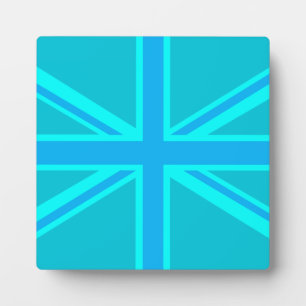 Turquoise Union Jack British Flag Design Plaque