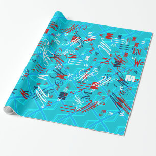 Turquoise Union Jack Flag Customise it Wrapping Paper