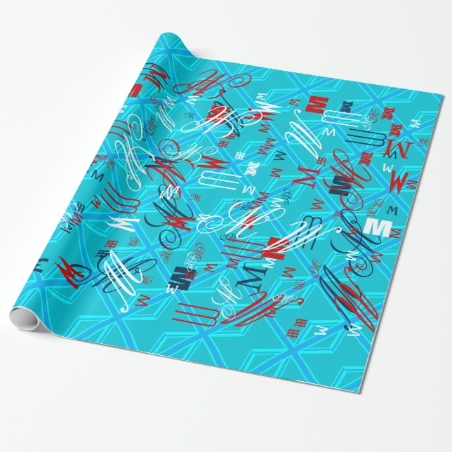 Turquoise Union Jack Flag Customise it Wrapping Paper (Unrolled)