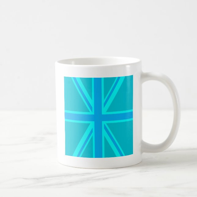 Turquoise Union Jack Flag Decor Coffee Mug (Right)