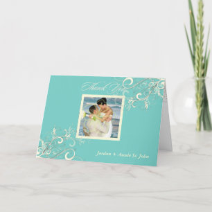 Turquoise+Vanilla Swirls Photo Thank You/DIY colou You Card