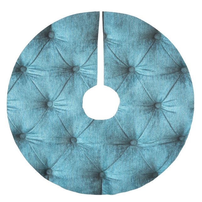 Turquoise Velvet Sofa Close Up Brushed Polyester Tree Skirt (Front)