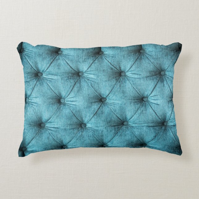 Turquoise Velvet Sofa Close Up Decorative Cushion (Front)