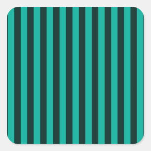 Turquoise Vertical Stripes Decor Square Sticker