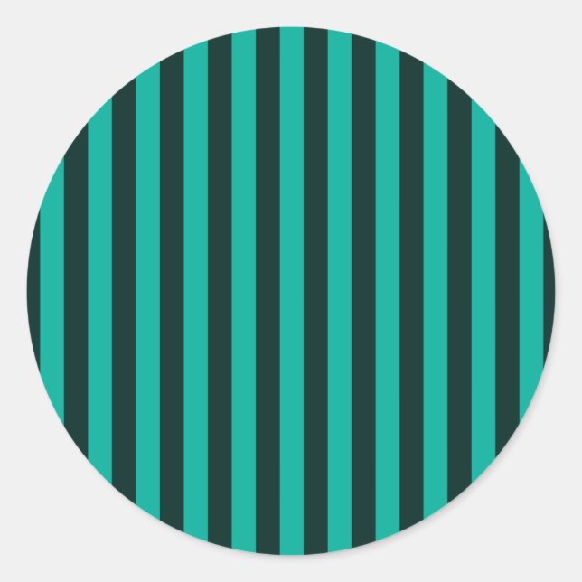 Turquoise Vertical Stripes Style Decor Classic Round Sticker (Front)