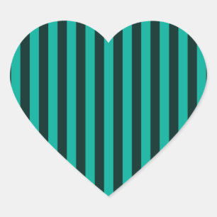 Turquoise Vertical Stripes Style Decor Heart Sticker