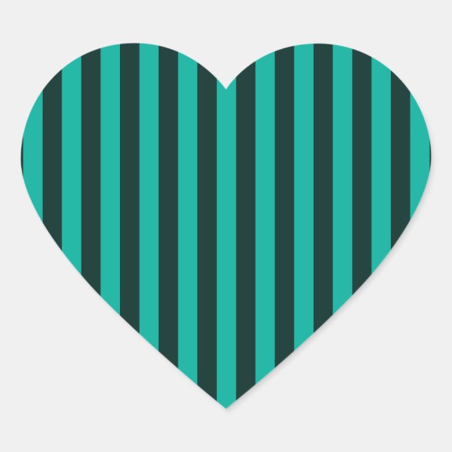 Turquoise Vertical Stripes Style Decor Heart Sticker (Front)