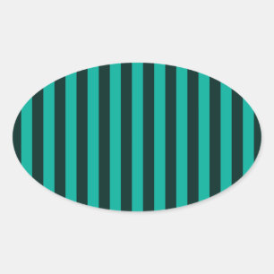 Turquoise Vertical Stripes Style Decor Oval Sticker