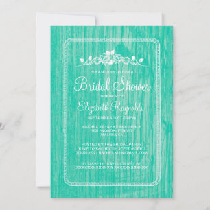 Turquoise Vintage Barn Wood Bridal Shower Invites