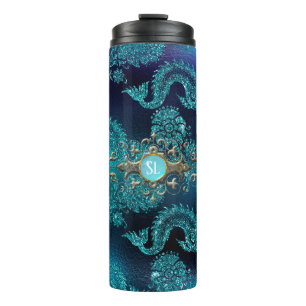 Turquoise Vintage Mermaid Thermal Tumbler