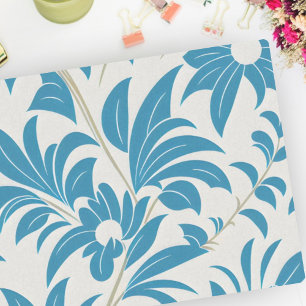 Turquoise Vintage Retro Mid Century Bold Floral Tissue Paper