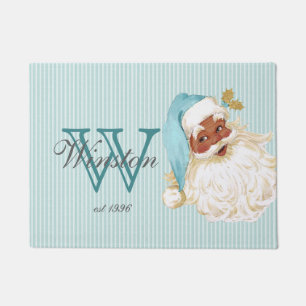 Turquoise Vintage Victorian Santa Colour Monogram Doormat
