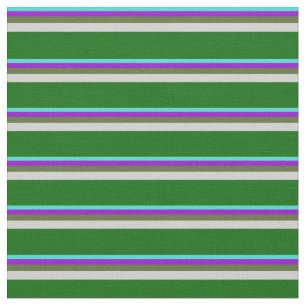 Turquoise, Violet, Olive Green, Grey & Dark Green Fabric