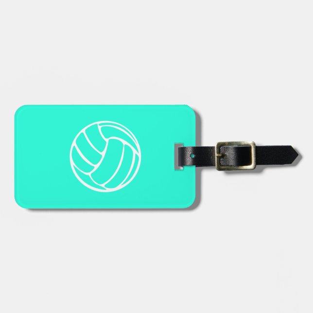 Turquoise Volleyball Luggage Tag (Front Horizontal)