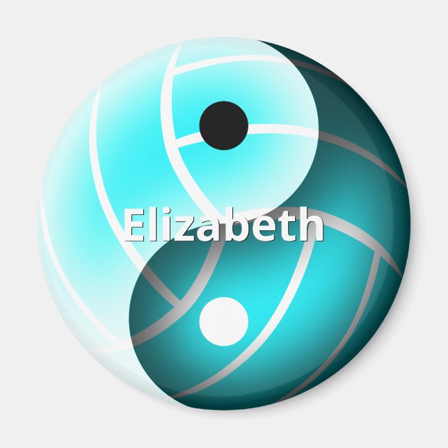 turquoise volleyball yin yang personalised magnet (Front)