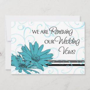 Turquoise Vow Renewal Ceremony Invitation Card