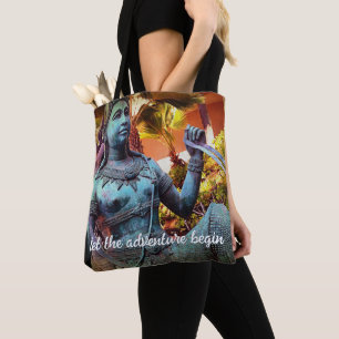 Turquoise Warrior Statue Photo Let Adventure Begin Tote Bag