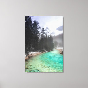 Turquoise water in Mojstrana, Slovenia Canvas Print