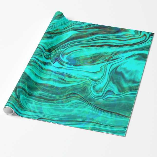 Turquoise Water Movement Wrapping Paper (Unrolled)