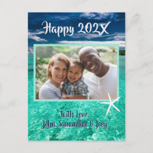 Turquoise Water New Years Photo Greeting Postcard