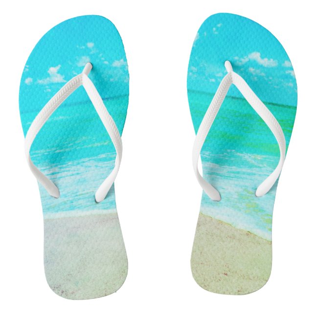 Turquoise Water Tropical Sand Beach Flip Flops (Footbed)