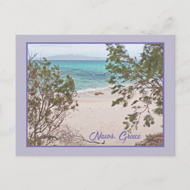 Turquoise Water, White Sand Beach/Naxos, Greece Postcard (Front)
