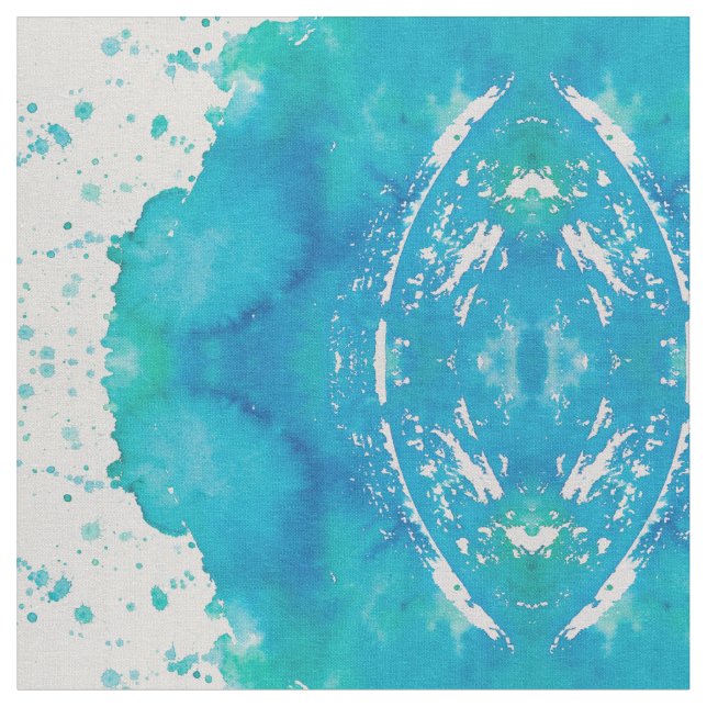 Turquoise Watercolor Abstract Fabric (Close Up)