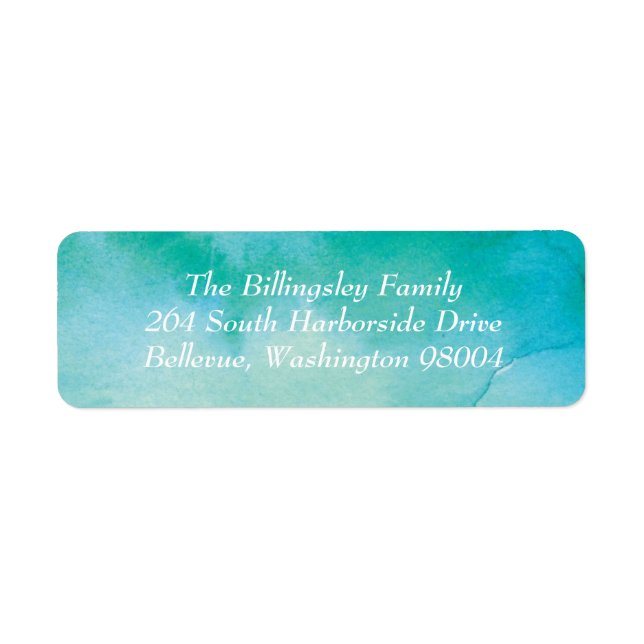 Turquoise Watercolor Address Label (Front)