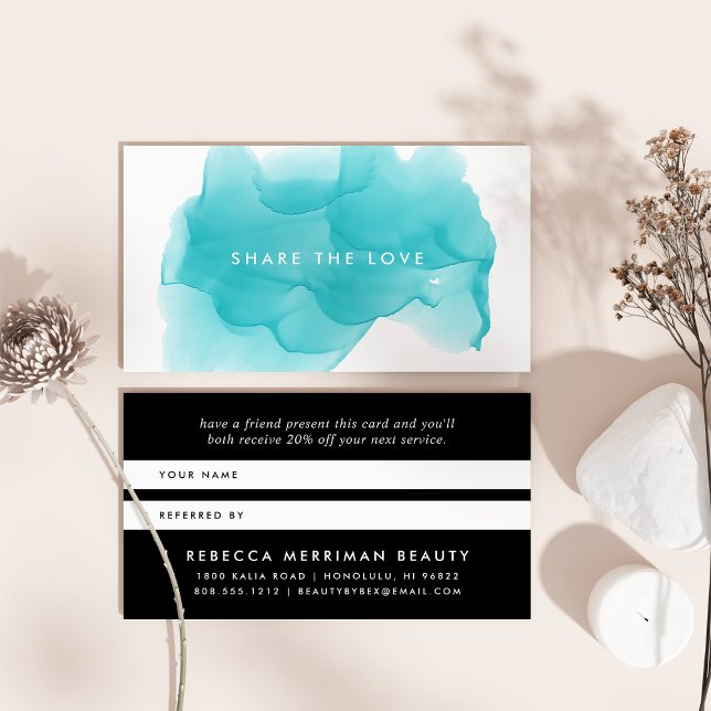 Turquoise Watercolor Blot | Referral Card (Creator Uploaded)