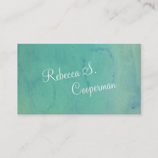 Turquoise Watercolor Business Card (Front)