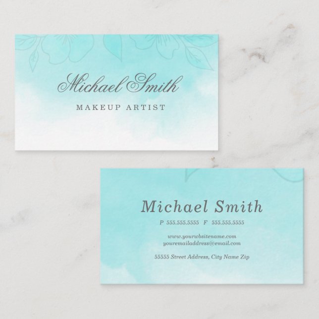Turquoise Watercolor Business Card (Front/Back)
