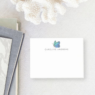 Turquoise Watercolor Butterfly Personalised Post-it Notes