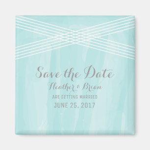 Turquoise Watercolor Deco Save the Date Magnet