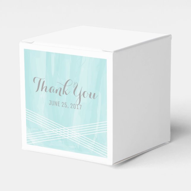 Turquoise Watercolor Deco Wedding Favour Box (Front Side)