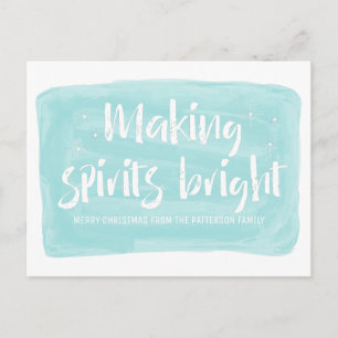 Turquoise Watercolor Making Spirits Bright Holiday