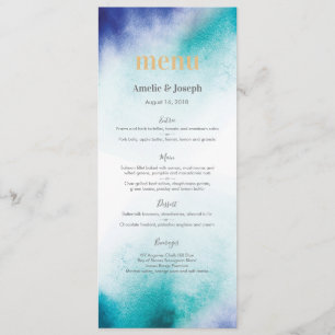 Turquoise watercolor Menu or Program Card